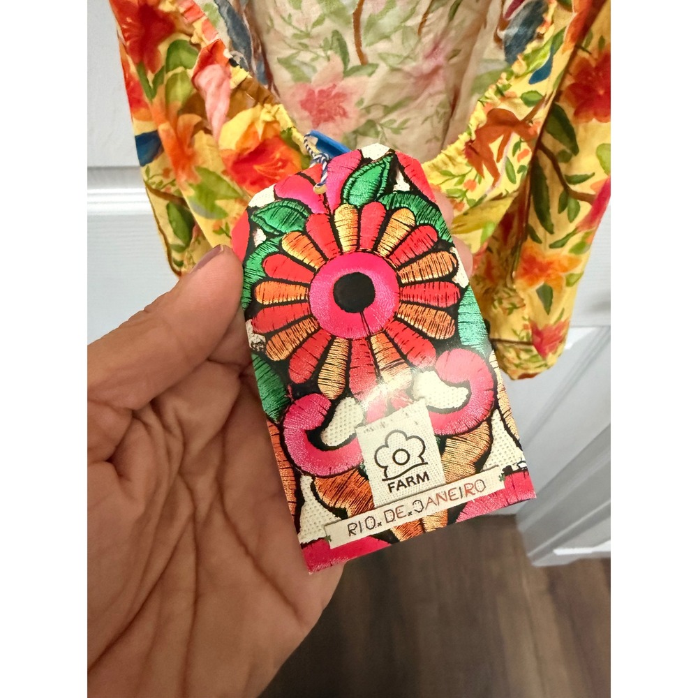 Farm Rio x Anthropologie Yellow Tropical Jungle Halter Mini Dress Size M NWT - Picture 6 of 6